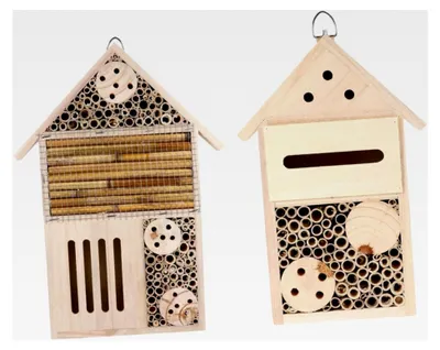 Produktbild von 2 Stück Bienenhaus 12x7x23cm 19x4x35cm Hängendes und Stehendes Insektenhotel für Garten Marienkäfer und Bienennest