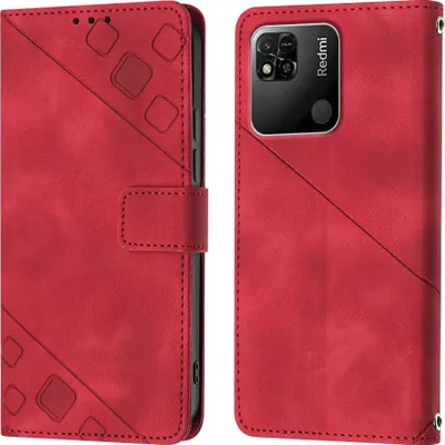 Produktbild von Hülle für Xiaomi Redmi 10A Prägung Flip Leder Brieftasche Schutzhülle mit Ständer Rot