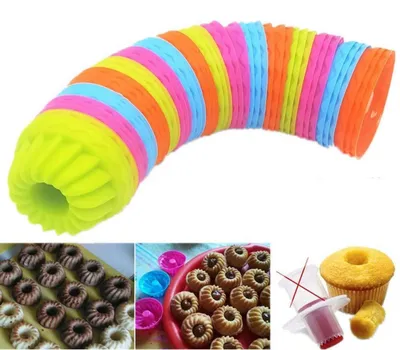 Produktbild von Mini Savarin Silikon-Cupcake-Formen, 16 Stück, antihaftbeschichtet, mehrfarbig