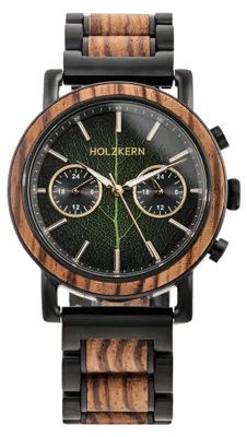 Produktbild von Holzkern Herrenuhr Quarz Chronograph Askja Blatt/Zebrano
