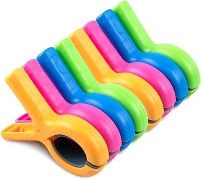 Obrázok produktu pre Farebné spony na plážové uteráky, 8 kusov, veľké plastové spony, odolné voči vetru, vhodné na pláž a kemping