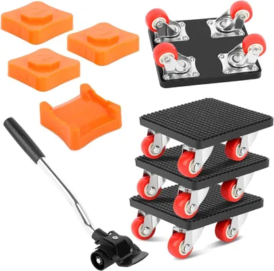 Produktbild von 9-teiliges Möbeltransportroller-Set mit Schwerlast Möbelheber und 4 Möbelrollen