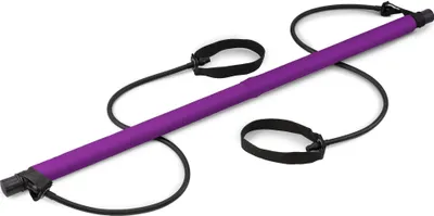 Produktbild von Hop-Sport Pilates-Stick mit Expandern HS-T090GS Übungsstange mit Fußschlaufe für Ganzkörpertraining, Yoga, Fitness, Stretch, Sculpt - lila