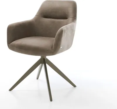 Produktbild von DELIFE Drehstuhl Pejo-Flex Mikrofaser Taupe Vintage Kreuzgestell breit Effektfinish Titan 360° drehbar Taschenfederkern