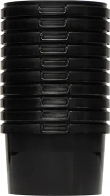 Image de BenBow Seau avec couvercle 0,5L x10 noir - qualité alimentaire, stable, hermétique, anti-fuite, inodore - seau en plastique avec anse - vide