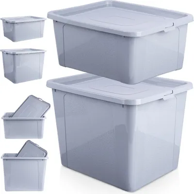Zdjęcie produktu dla Vilde Pojemnik do przechowywania Pojemnik plastikowy Pojemnik z pokrywką 20/30 L 2 szt.