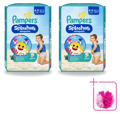 Imagen del producto de 2 pañales de natación Pampers Splashers, talla 4 (9-15 kg), pack económico, 2 unidades