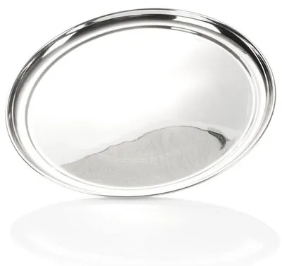 Productafbeelding van Ibenzoa® Roestvrijstalen serveerplank, diameter 33 cm, zilver – veelzijdig serveer- en decoratieplateau voor buffetten, presentaties en tafeldecoratie