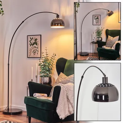 Produktbild von Gavirate Stehlampe aus Metall mit Marmorfuß in Schwarz/Chromfarben/Weiß