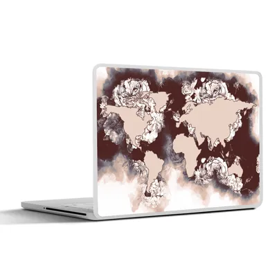 Produktbild von MuchoWow® Laptop Aufkleber Sticker Cover Weltkarte - Braun - Rosen 30x21 cm - Sticker für Laptop - Selbstklebend