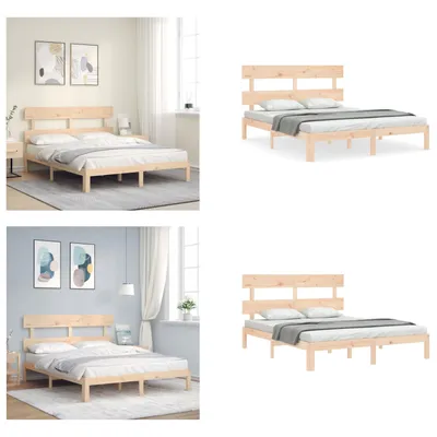 Immagine prodotto di vidaXL Letto in legno massiccio con testiera - Struttura del letto - Cornici del letto - Struttura del letto - Letto