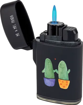 Produktbild von Mr. & Mrs. Panda Feuerzeug Kaktus Liebe - Schwarz - Geschenk, Love, Feuerzeuge, sturmfeuerzeug, Kakteen, Zünder, Trennung, Streit, Verlobung, anzünder, Hochzeit, gas