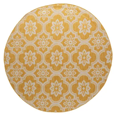 Produktbild von In- & Outdoor Teppich Rund - Rio Flower Gelb