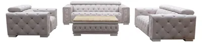 Produktbild von Couch Set Garnitur Polster Leder Design Chesterfield Sofagarnitur 3+2+1 9914 Neu