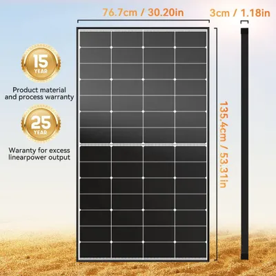 Immagine prodotto di Pannello solare monocristallino da 300W - Sistema solare ad alta efficienza per auto, camper e camion