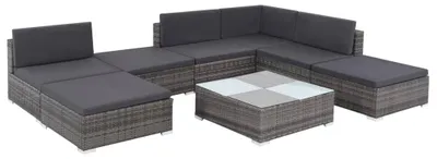 Immagine prodotto di Set Divani da Giardino 8 pz con Cuscini in Polyrattan Grigio