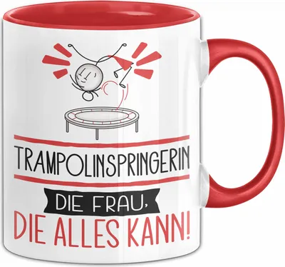 Produktbild von Trampolinspringerin Geschenk Tasse Becher Die Frau Die Allen Kann Geschenkidee für eine Trampolinspringerin Lustig (Rot)