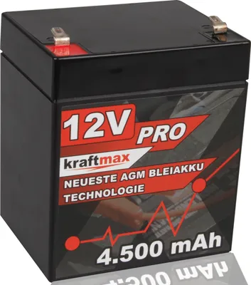 Produktbild von Kraftmax Industrial Pro Bleiakku [ 12V / 4,5Ah ] AGM Hochleistungs- Blei Akku der Neusten Generation