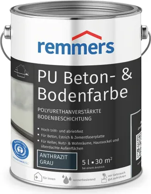 Produktbild von Remmers PolyurethanBeton- & Bodenfarbe anthrazit 5 l, Beton- und Bodenfarbe