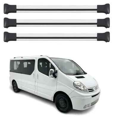 Obrázok produktu pre Strešný nosič Základný nosič pre Nissan Primastar 2001-2014 75 kg hliník strieborný 3 diely