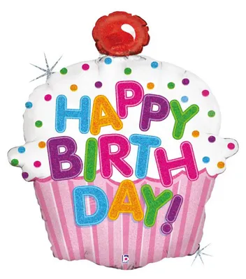 Obrázek produktu pro Karaloon dort balón Happy Birthday s holografickými efekty