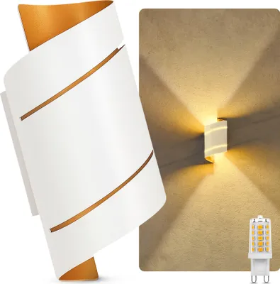 Produktbild von VYRA Wandstrahler weiß Up & Down Lampe rund – inkl. G9 3W LED Glühbirne dimmbar – Wandlampe mit Lichtschlitzen für Flur und Schlafzimmer