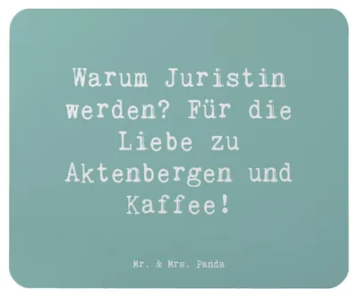 Produktbild von Mr. & Mrs. Panda Mousepad Spruch Juristin Liebe - Meeresbrise - Geschenk, Geschenke für Berufstätige, Berufsleben, Juristenjob, Kaffee, Mouse Pad, Gericht, Mauspad, Beruf