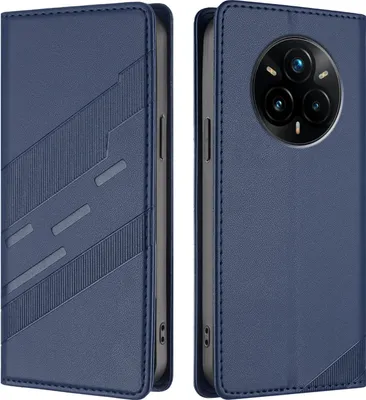 Image de Etui pour Realme 14 Pro+, étui portefeuille en cuirPolyuréthaneavec fente pour carte et fonction stand Blau