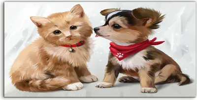 Produktbild von Coloray Acrylbild 140x70  Wandbild Acrylbilder Foto Bild niedliche Tiere Katze Hund