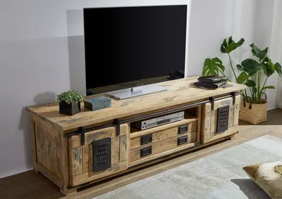 Produktbild von MASSIVMOEBEL24 TV-Board Mango 180x55x50 natur lackiert RAILWAY #314