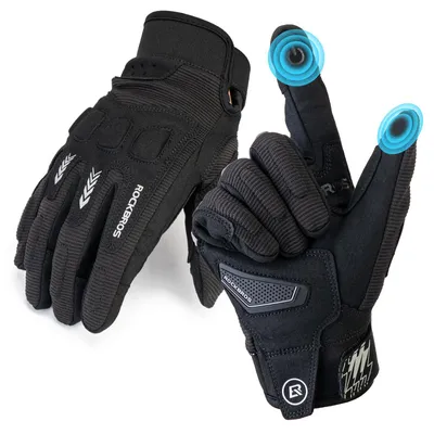 Immagine prodotto di Guanti da ciclismo ROCKBROS da uomo con touchscreen, a dita intere, da corsa, MTB, ammortizzanti, antiscivolo, per inverno e autunno, outdoor, taglia XXL