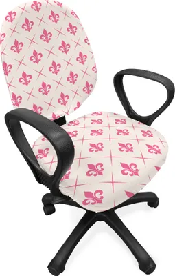 Produktbild von ABAKUHAUS Fleur De Lis Bürostuhl Schonbezug, Rosa Lilien-Blume, dekorative Schutzhülle aus Stretchgewebe, Pink Cream