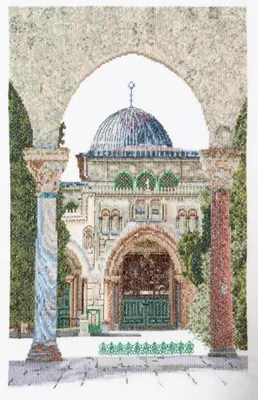 Zdjęcie produktu dla Zestaw do haftu krzyżykowego Thea Gouverneur "Al-Aqsa Mosque Aida", wzór do liczenia, 19x29cm