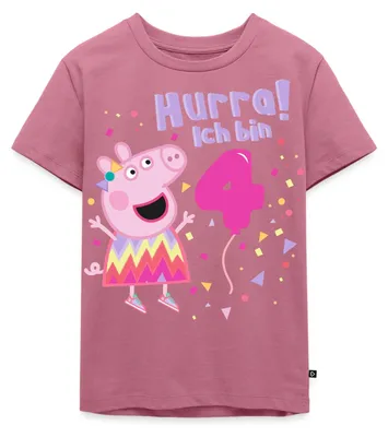 Produktbild von Spreadshirt Peppa Wutz Hurra Ich Bin 4 Jahre Kinder Premium T-Shirt, 110/116 (4 Jahre), Mauve