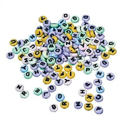 Produktbild von RAYHER 1610049 Plastik-Buchstaben-Perlen rund, 8 mm, Blisterkarte 40 g, gemischt