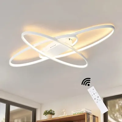 Obrázek produktu pro ZMH LED stropní světlo bílé stmívatelné s dálkovým ovládáním Vnitřní dekorativní stropní světlo 70W pro obývací pokoj ložnici kuchyň kancelář