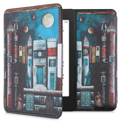 Produktbild von kwmobile Schutzhülle für Amazon Kindle Paperwhite Hülle - eReader Flip Case mit Auto Sleep Funktion - Buch Stadt mit Mehrfarbig