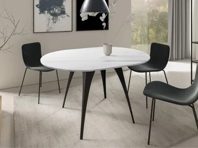 Immagine prodotto di Tavolo da cucina allungabile LUSI - marmo chiaro / nero