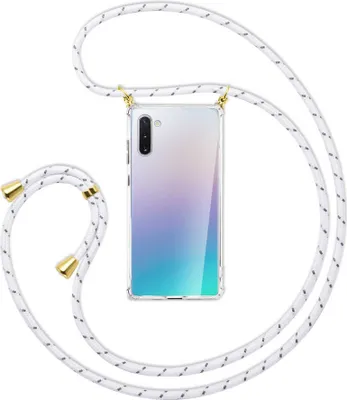 Produktbild von Handykette Backcover-Schutzhülle mit Band (Metall goldfarben) für Samsung Galaxy Note 10 - weiß/grau