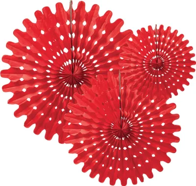 Produktbild von 3 Papierfächer Rot Set 20, 25 und 30 cm - Einheitsgröße