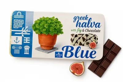 Produktbild von Attika Halva mit Feige und Schokolade 250 g – Traditionelle griechische Süßigkeit aus Sesam