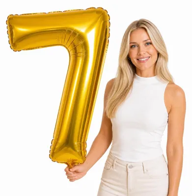 Produktbild von Folienballon Zahl 7 gold 100 cm Geburtstag Jubiläum