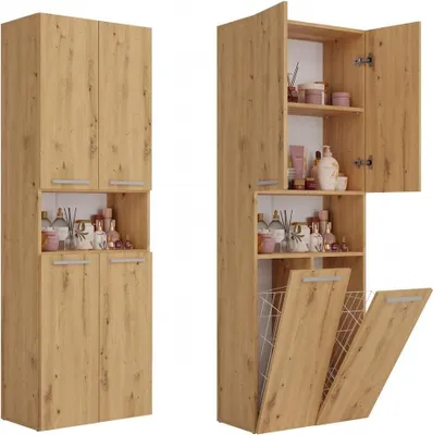 Produktbild von ADGO, Wäscheschrank, Badschrank Wäschekorb, Badregal Artisan, Nel 2k