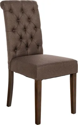 Produktbild von CLP Esszimmerstuhl Lisburn Mit Lehne im Chesterfield Design braun Material Stoff