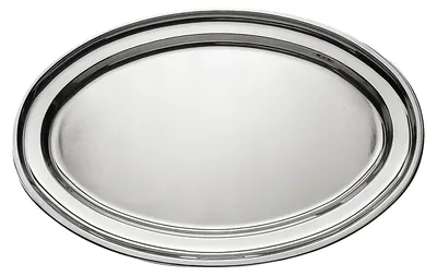 Ovale Edelstahlschale 35 cm, silber, poliert