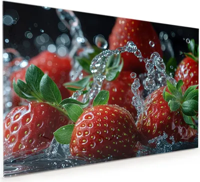Produktbild von Küchenrückwand Spritzschutz Glas mit Motiv Frische Erdbeeren 40 x 40 cm