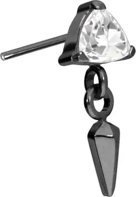 Produktbild von Piercing-Zubehör Titan Aufsatz mit Push Pin KRISTALLDREIECK + SPITZE