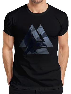 Immagine prodotto di Maglietta da uomo Viking Valknut Raven Nordic Odin Valhalla Gothic Grunge, Nero, 3XL