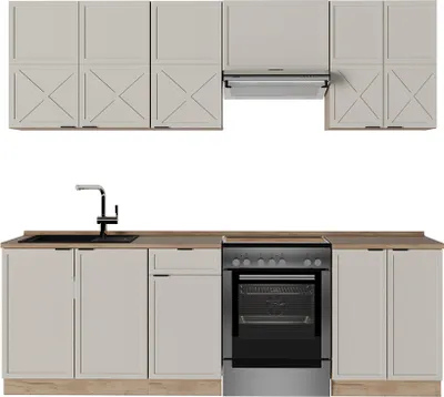 Produktbild von Küchenzeile Vicco Fame-Line GrauBeige/Goldkraft Eiche 240 cm , AP Eiche, Model 50510