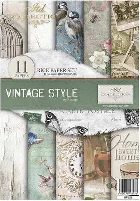 Produktbild von Reispapier-Set A4 – RP021 Vintage Style – ITD Collection